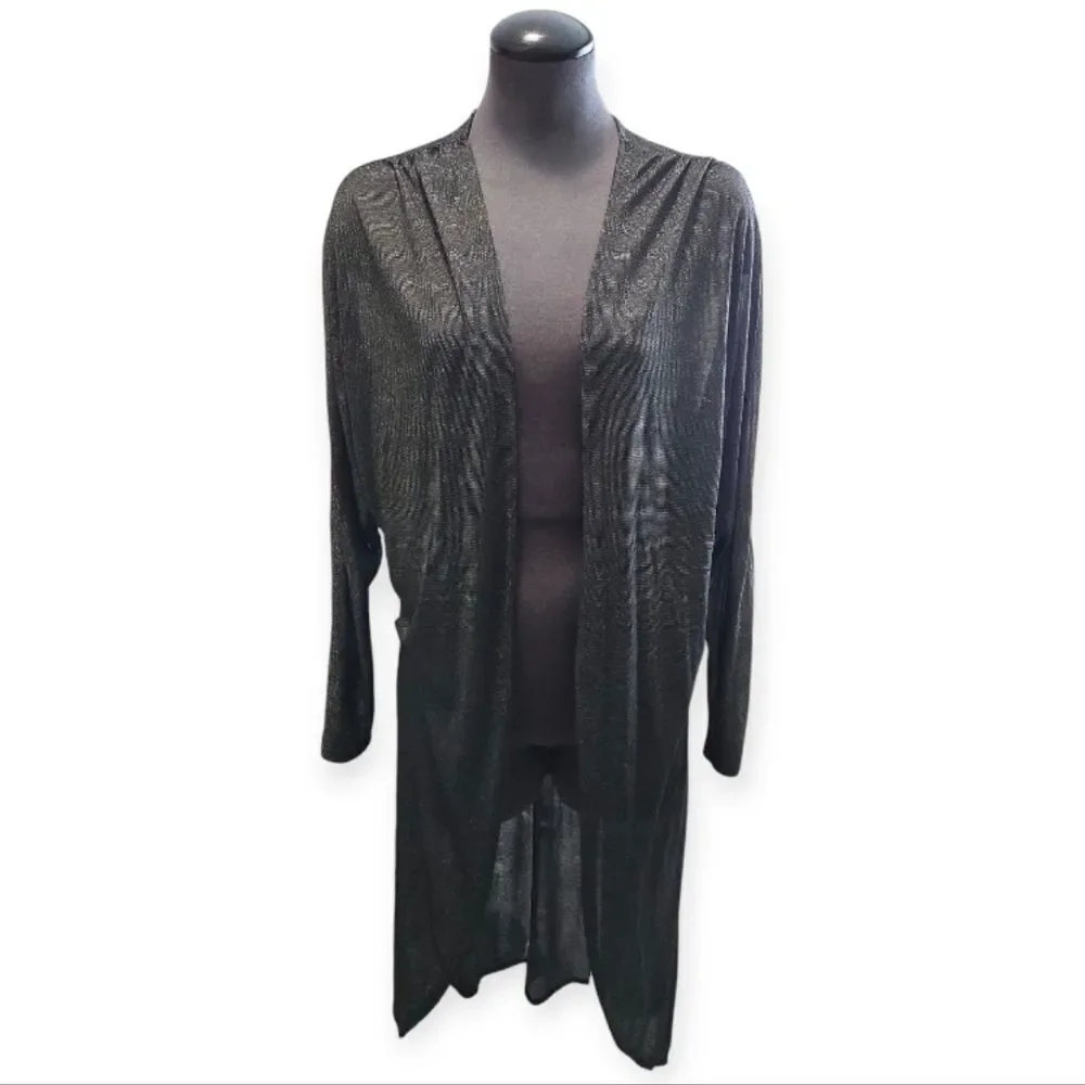 NWT H&M SHEER BLACK AND GOLD METALIC KIMONO/CARDIGAN